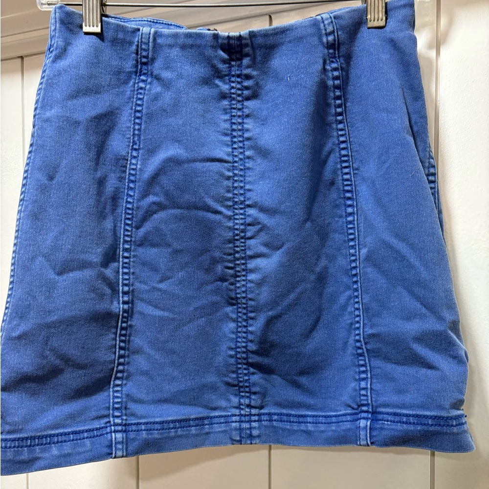 Free People Denim Mini Skirt Royal Blue Size 6 Lapis Lazuli Stretch